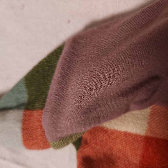 Celeste Multi Pattern Hoodie Womens Medium Check Striped Drawstring USA FLAW - Picture 14 of 16